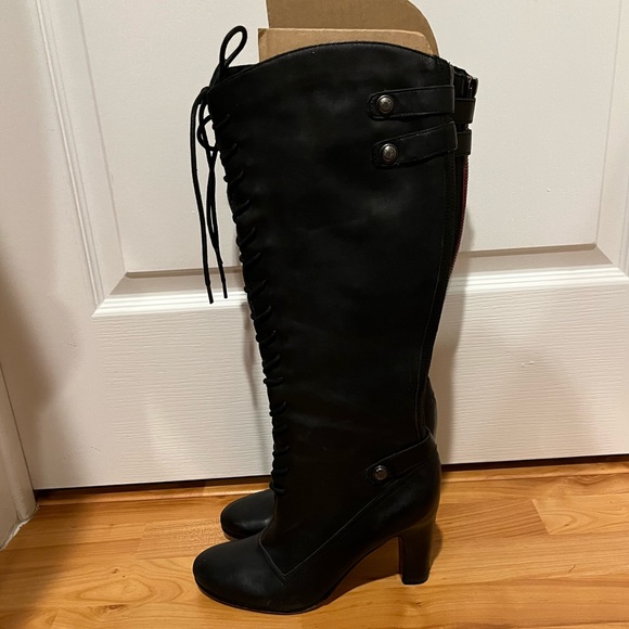 Sam Edelman Lace Up LEATHER Heel Boots - Worn ONCE! - Picture 3 of 9